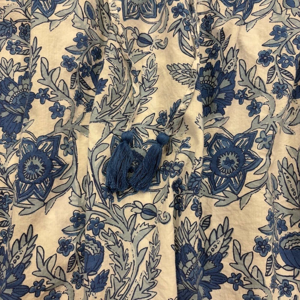 Ro’s Garden Leticia Hollie Shirt Blue & White 100% Cotton Size Large Tuckernuck - Picture 3 of 11